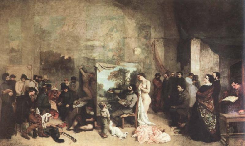 Gustave Courbet the studio of the painter,a real allegory Spain oil painting art